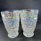 Federal Glass Colonial Iridescent Carnival Glass Tumblers Honeycomb Rainbow set