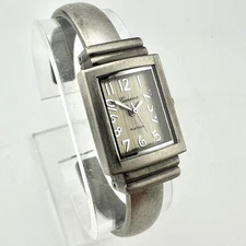 Geneva Platinum Womens 6.8" Cuff Bangle Watch Rectangular Silver Tone, New Batt