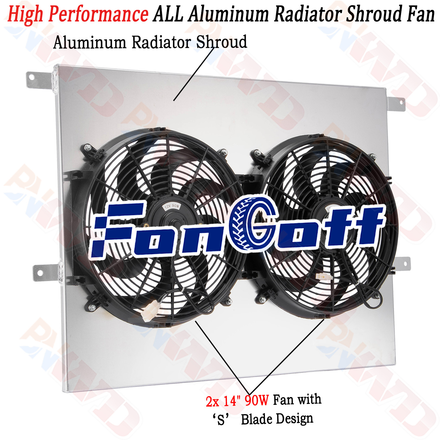 Aluminum Radiator Fan Shroud For Ford F150 F250 F350 6.9L 7.3L Diesel - Electric Cooling Fan Combo