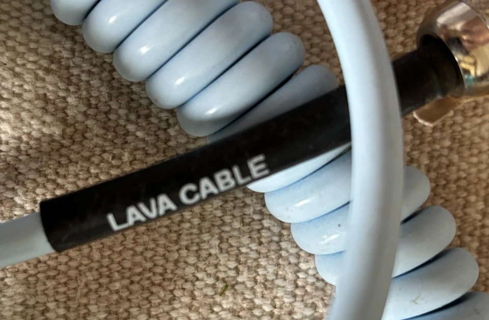 Cable de lava bobina retro 1/4" Strght a 1/4" cable R/A silencioso 20', azul cielo (luz) Foto 2 de 4