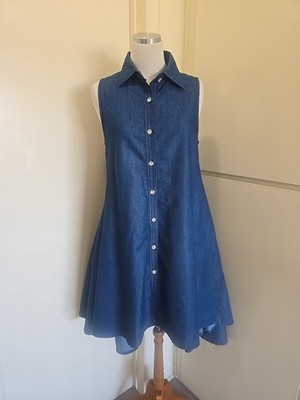 step in style denim dress Step-In-Style Denim Cold-shoulder High-low Dress  Mintha's Shoe Boutique
