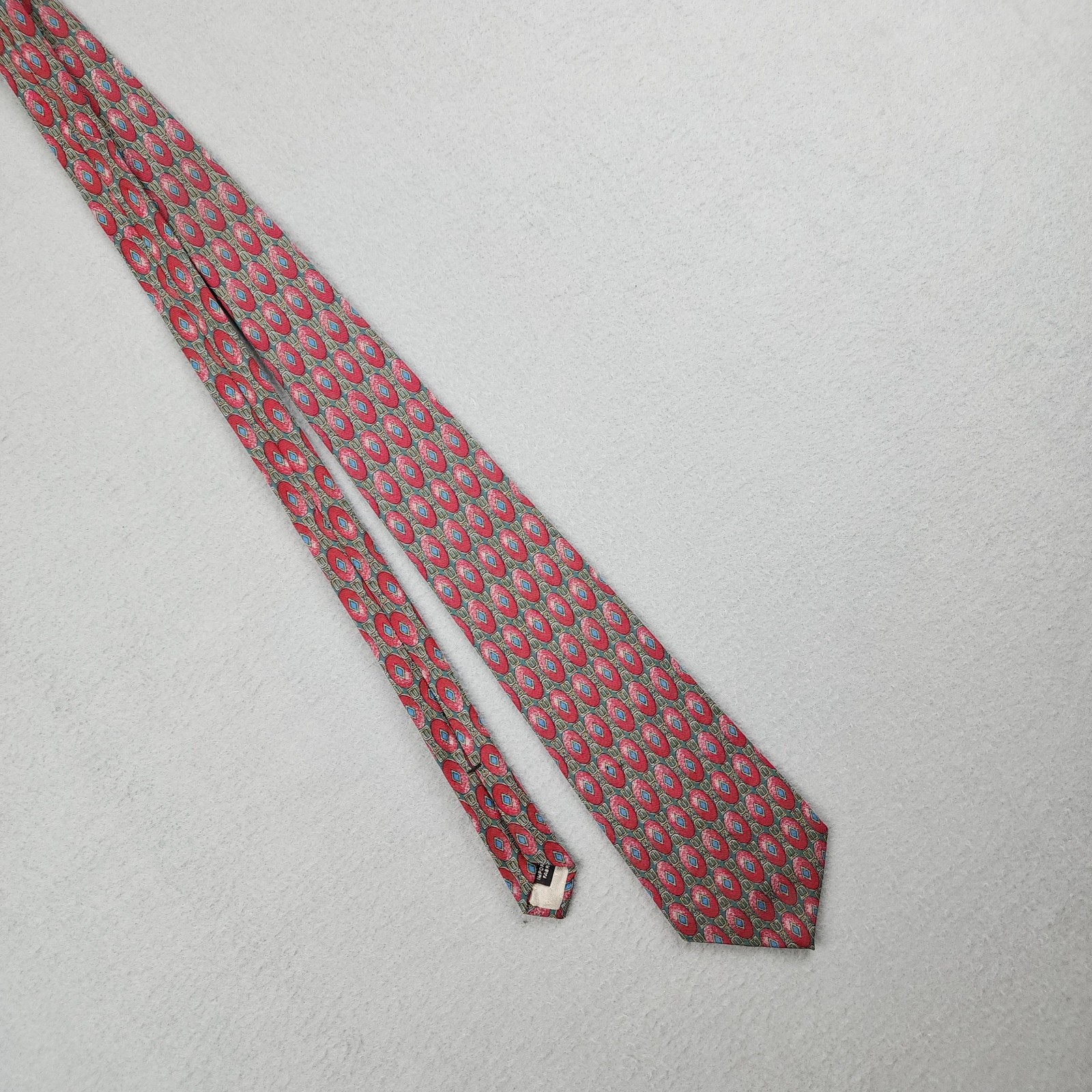 Paolo Rossi Tie Mens One Size Red Geometric 100percent Silk Made USA Classic Necktie image 8