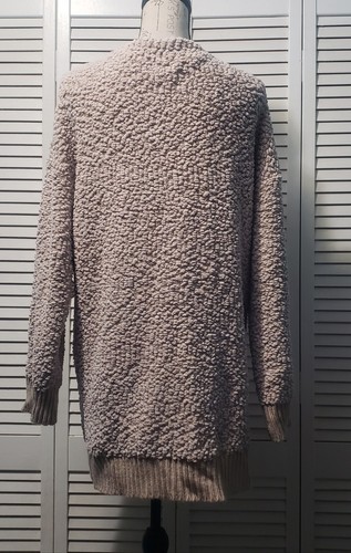 POL Oversize Popcorn Strickjacke Damen Medium Beige Lang Strick vorne offen Pullover - Bild 5 von 11