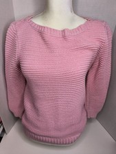 Vtg Lauren Ralph Lauren Cotton Rib Knit Pink Pullover Sweater Sz L Boat Neck