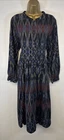 Sahara Dress Blue Patched Ikat Print 100% Cotton Oversized Long Sleeve UK 16/18