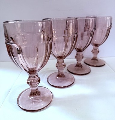 VTG Libbey Duratuff Gibraltar Pink Iced Tea Glasses Set 4 Plum Goblets 8 Availab