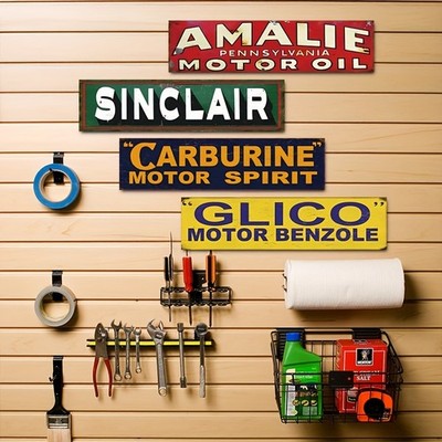 4pcs Retro Motor Oil Metal Tin Sign Easy To Hang Garage Man Cave Home Wall Decor