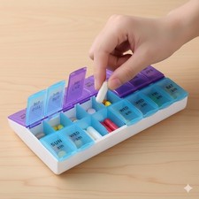 Weekly Pill Box Organizer Twice a Day 7 day AMPM Organizer Case Medicine