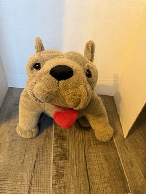 Dan Dee 2019 Brown Tan English Bulldog Valentine Plush 13'' Red Heart with Collar