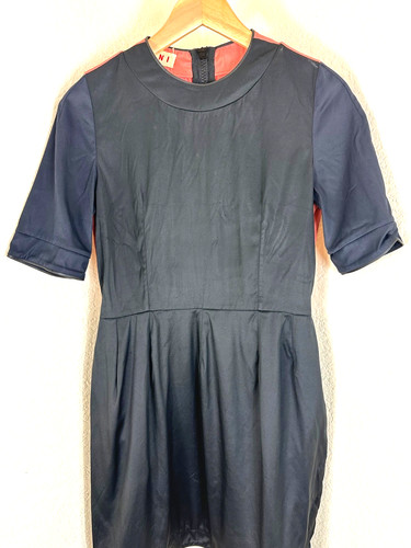 Marni, Abito vintage Marni color-block shift linea A accento pelle piccolo 38 4 6