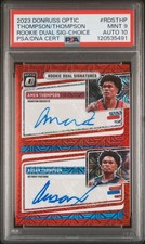 2023 DONRUSS OPTIC ROOKIE DUAL SIGNATURES AMEN THOMPSON / AUSAR PSA 9 AUTO 10