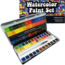 Professional Paint Set, 36 Water Colors for Adults, Painting Kit with Palette...