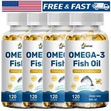 Wild Caught Fish Oil Capsules Omega 3 Heart & Brain Health EPA 1200mg Pills Caps
