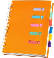 5 Subject Notebook College Ruled Spiral Notebook 5X7 with Removable Dividers 270