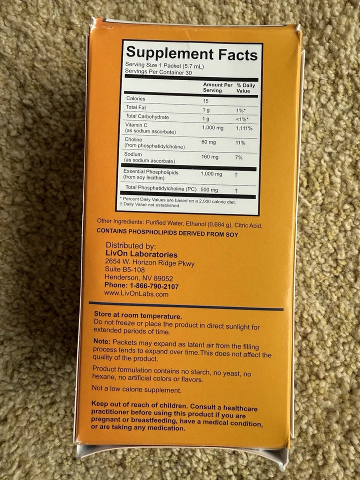 Vitamina C lipoesférica Livon Laboratories 1000 mg 30 paquetes Foto 2 de 4