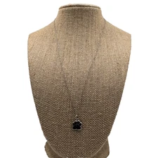 Paw Print ATI CH 925 Pendent Necklace Black Crystal 925 Sterling Silver Chain