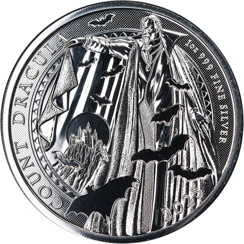 2025 Great Britain 1 Ounce Silver 2 Pounds Gothic Horror: Count Dracula BU ST...