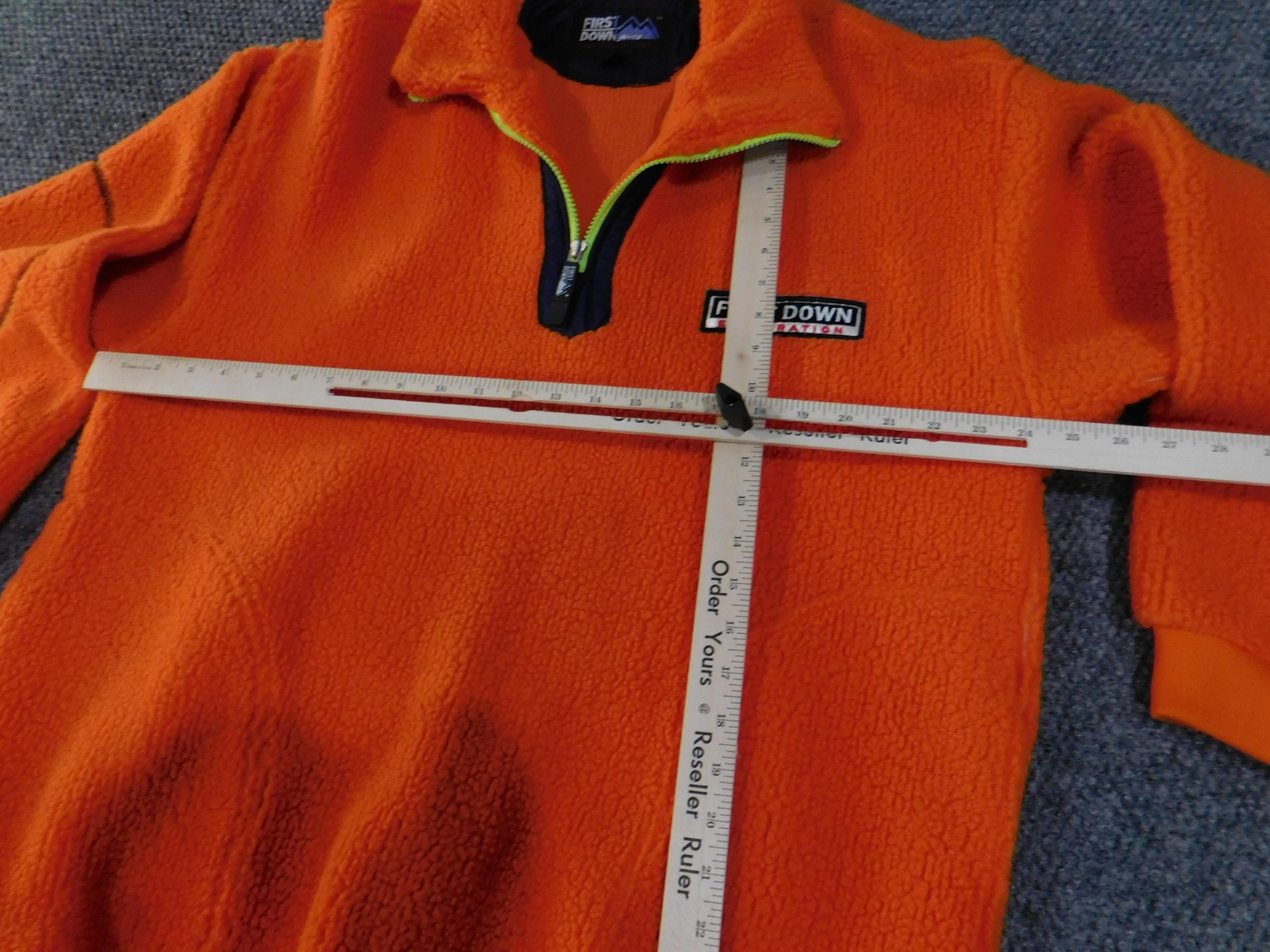First Down Pullover Mens Large Orange Fleece Sher… - image 7