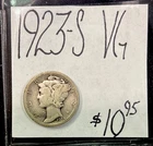 1923-S Mercury Silver Dime (VG) Very Good Condition! ENN Coin
