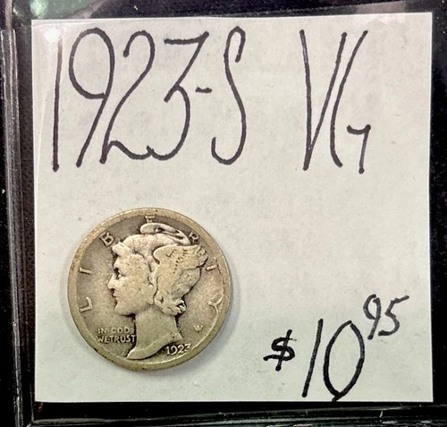 1923-S Mercury Silver Dime (VG) Very Good Condition! ENN Coin