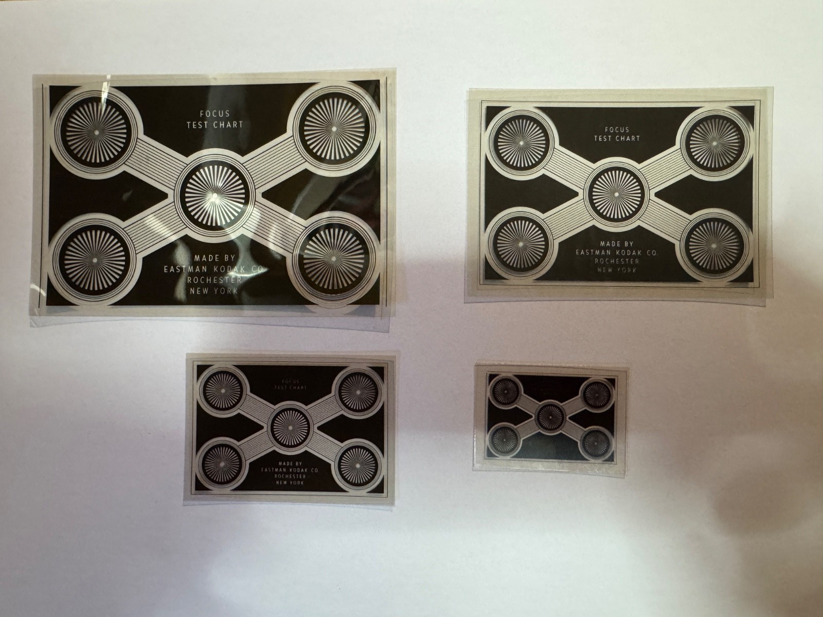 Set of 4 Vintage Focus Test Charts by Eastman Kodak Rochester New York, 4 Sizes