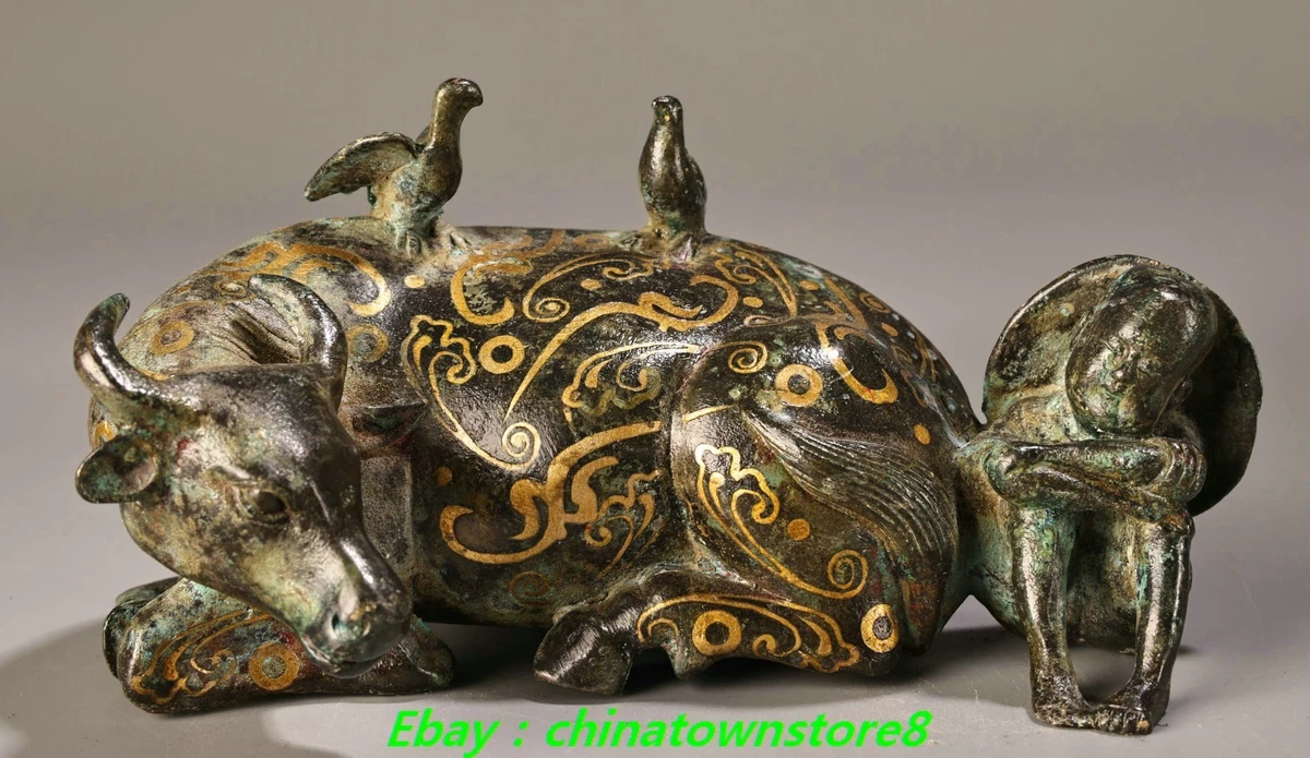 中国风青铜牛雕像、雕像| eBay