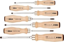 Felo 7pc Wooden Screwdriver Set 18108 Wood Grip Phillips Flat Slotted