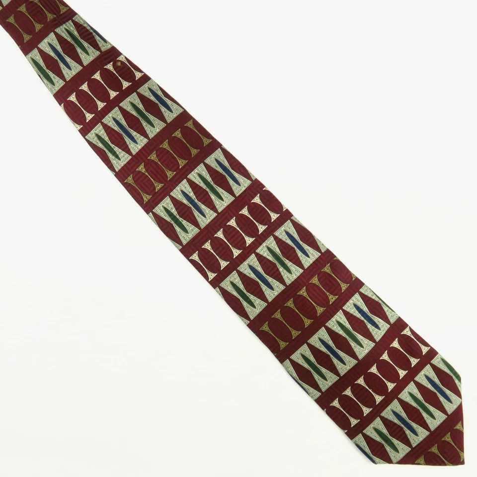 Corbata Harve Benard Para Hombres Clásica Arquitectónica Geométrica Abstracta 57"x4" Roja Foto 2 de 4