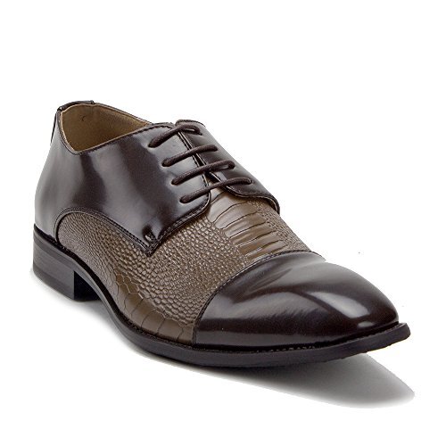 Men's 99626 Formal Patent Leather Crocodile Textured Oxfords Dress Shoes - Picture 1 of 5