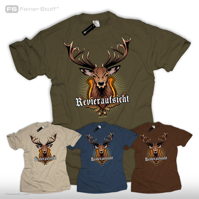 Jäger T-Shirt Revieraufsicht Jagd Fun Revier Hirsch Förster Geschenk Wild Party