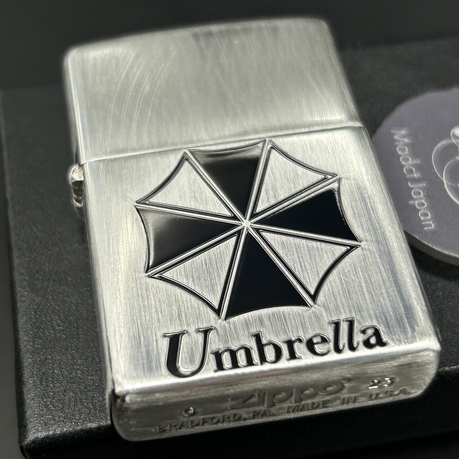 Zippo Resident Evil BIOHAZARD Umbrella Silver Black Brass Satin Japan Game