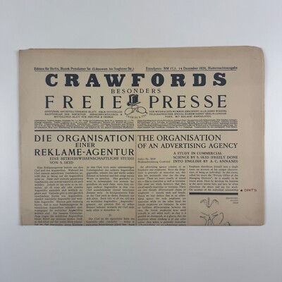 Crawfords Werbeagentur Werbezeitung 14. Dezember 1929