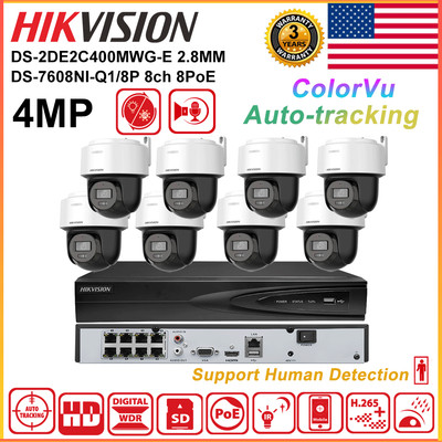 Hikvision 8MP 8CH ColorVu Auto-track 4MP IP Camera 2-Way Audio CCTV System Lot