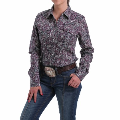 purple paisley cinch shirt