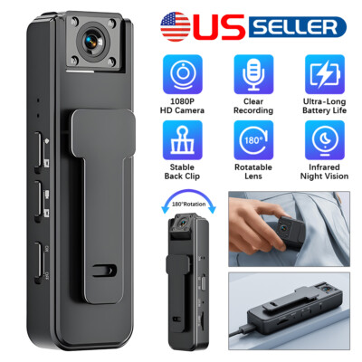 1080P HD Back Clip Camera Recorder Outdoor Sports 180° rotating lens camera US