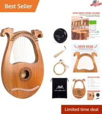 Elegant Mahogany Lyre Harp - 16 Alloy Steel Strings with Gig Bag Tuning Wrench