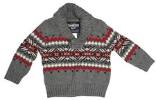 Oshkosh B gosh TODDLER Boys 9 Mos Shawl Sweater Gray Fair Isle Winter Norsk Top