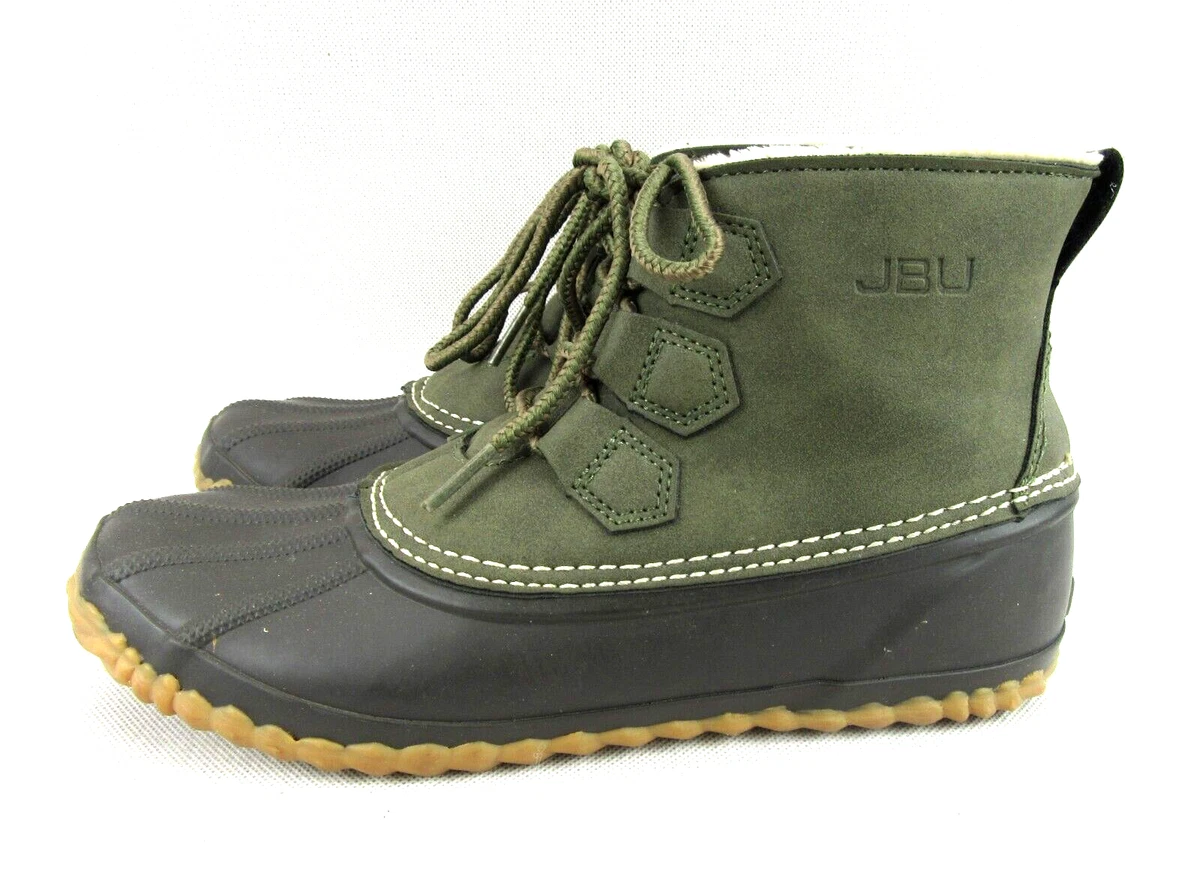 JBU Jambu Nala Womens Size 7M Olive Green Duck Rain Boots Faux Fur