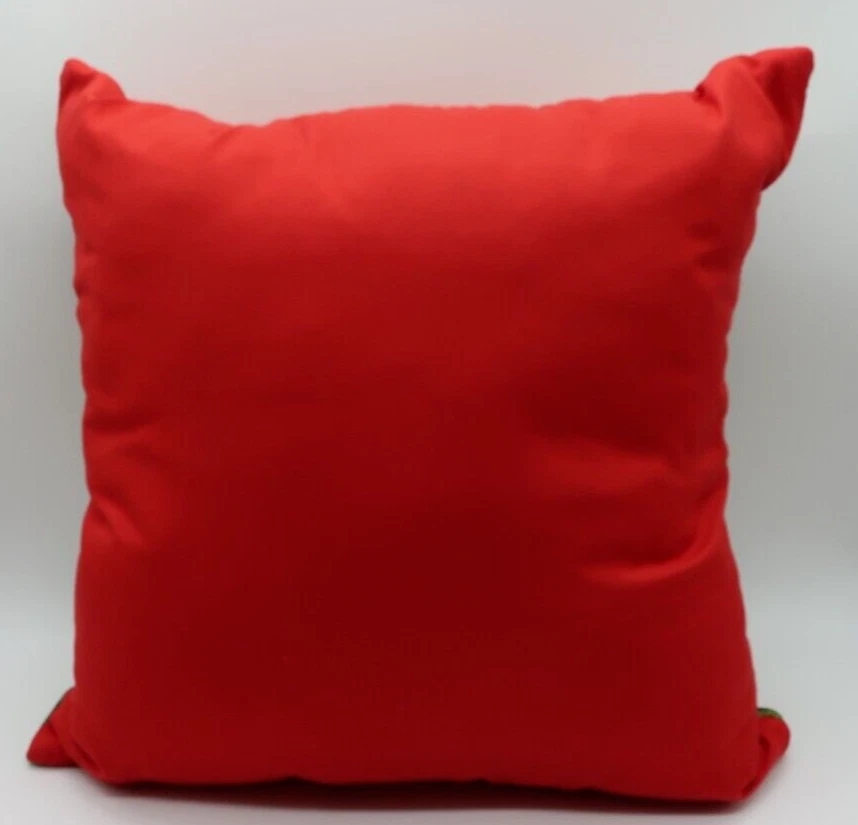 Accent Throw Pillow "Seasons Greetings" Burlap & Cotton Cross Stitch 15" - Image 2 of 2