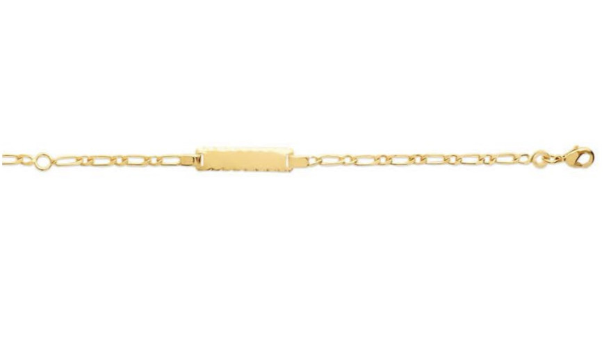 Bracelet gourmette personnalisable bébé maille Figaro plaqué or jaune