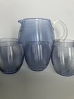 Art Deco Czech Spun Threaded Lilac/Blue Glass Pitcher with Tumblers — photo 2