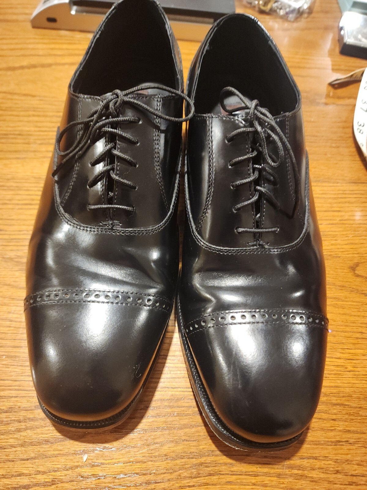 SAOLA Scarpe eleganti Florsheim lancia punta cappuccio Oxford nere pelle uomo taglia 10D 11616