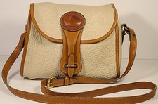 Dooney  Bourke Essex All Weather Leather Cream/Tan Piping Crossbody Bag Vintage