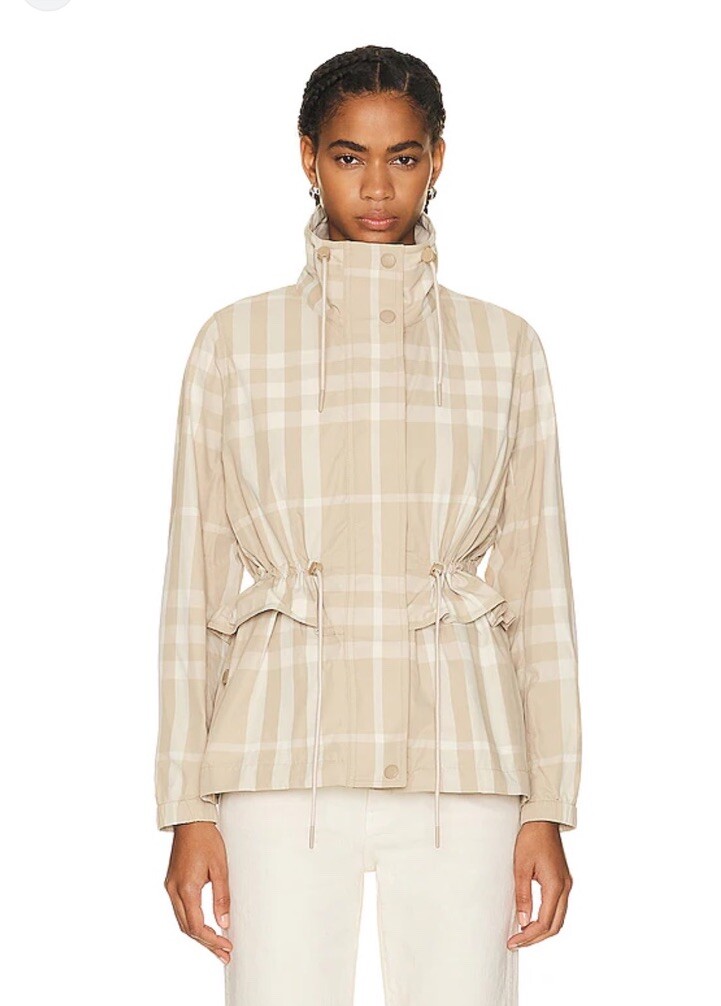 NWT Burberry Women's Amble Check Printed Nylon Rain Jacket NWT Burberry Women's Amble Check Printed Nylon Rain Jacket