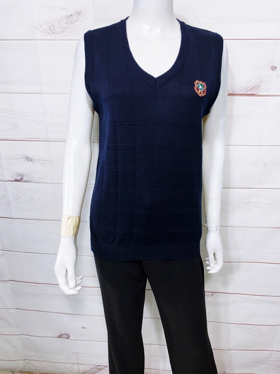 Ivy Club Long Dari Womens Sweater Vest Size S Navy Blue V-Neck Sleeveless |  eBay