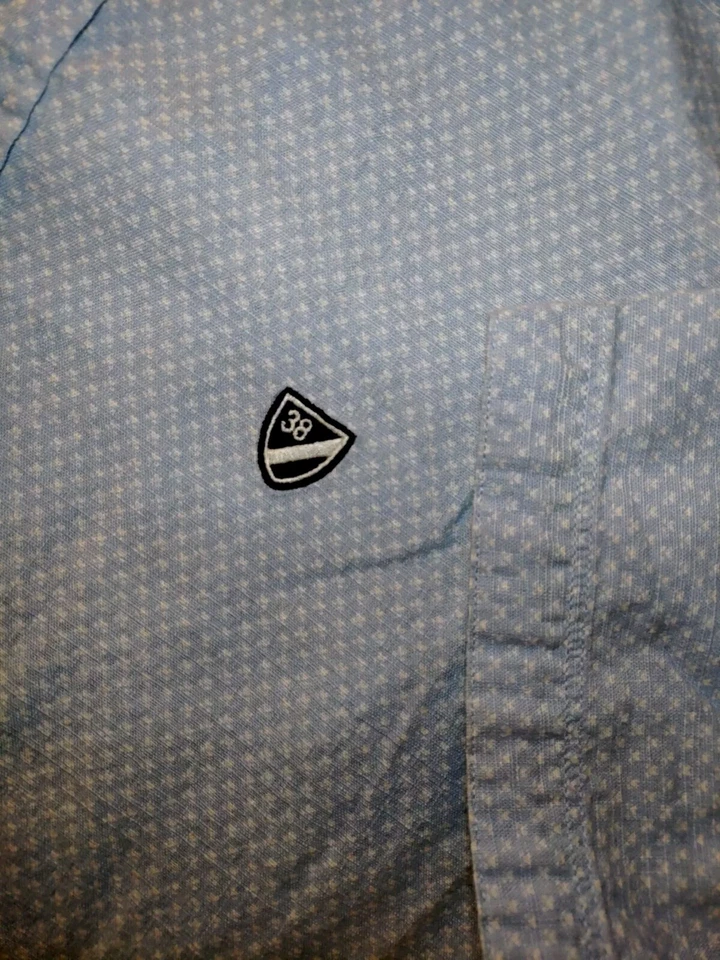 Cremieux Collection Slim Blue & White Polka Dot Cotton Short Sleeve Shirt L NWOT - Image 4 of 4