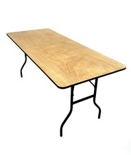 6ft Varnished Wooden Table, Varnished Trestle Table Exhibition Tables Folds Flat