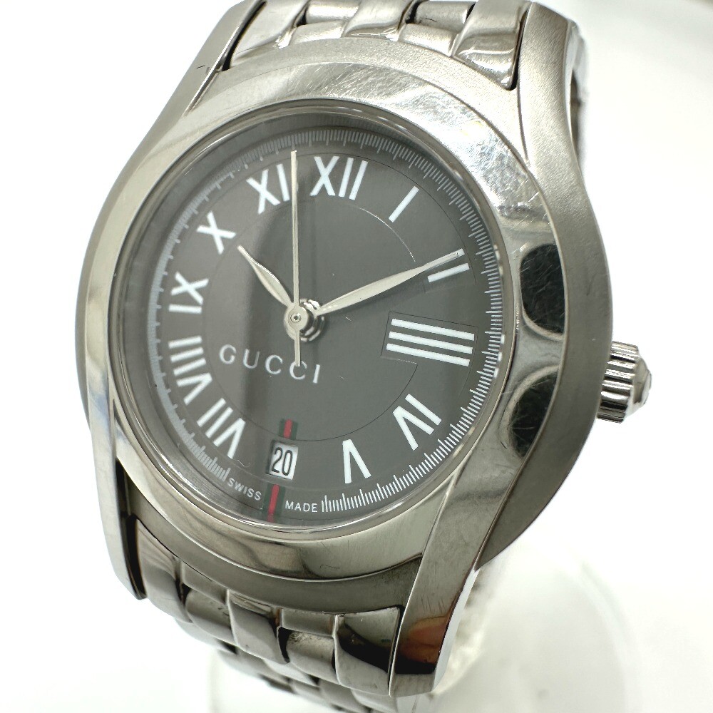 ✨GUCCI✨5500L デイト✨腕時計✨ GUCCI 5500L Watch Silver Black Used From Japan Check