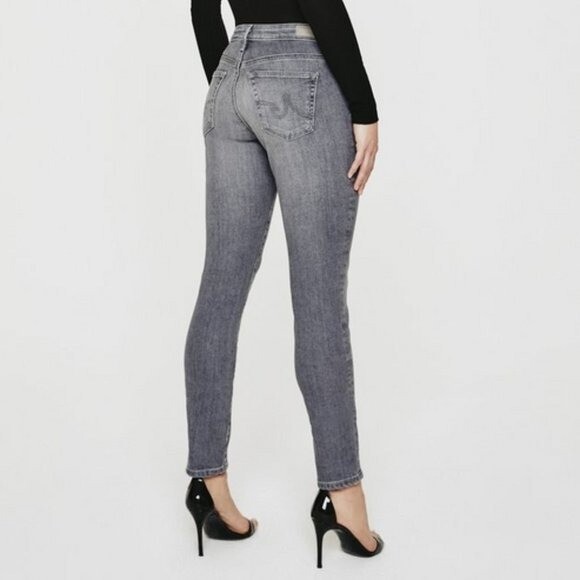 AG Adriano Goldschmied Gray Distressed The Legging Ankle Skinny Jeans 26