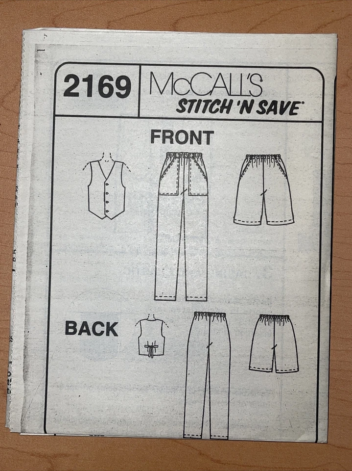 Stitch n Save 2169 Pattern Pants Shorts Vest Small Medium Large Miss Mens New - Image 4 of 4